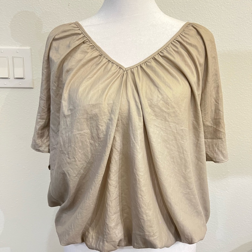 American Vintage greyish tan Ruched Blouse